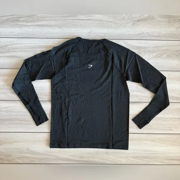 Gymshark Vital Seamless 2.0 Light Long Sleeve Top Black Small NWT - Image 6