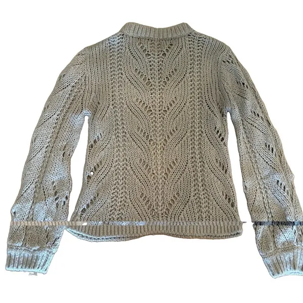 Abercrombie & Fitch Open Knit Blue Gray Pullover Sweater Crew Neck Chunky Medium - Image 2