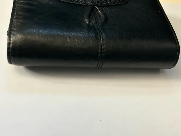 Coach Women’s Black Tri-Fold Wallet with Gold Script Logo - Image 10
