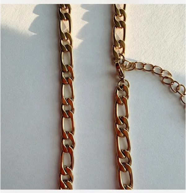 18k Gold Plated Chunky Figaro Necklace It - Image 3
