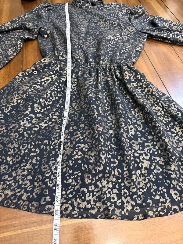 Cupcakes and Cashmere Metallic Leopard Dress XS Open Back Bow Tie Party - Image 5