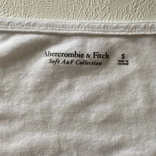 Abercrombie & Fitch White Crop Top Hook & Eye Front Soft A&F Collection Fitted T - Image 4