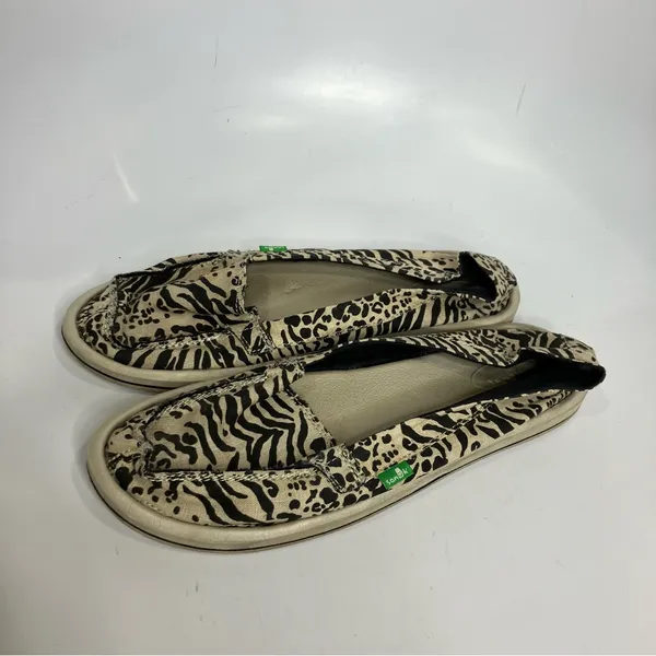 Sanuk Shorty leppatyga animal print slip on loafers‎ women’s size 10 cream black - Image 5