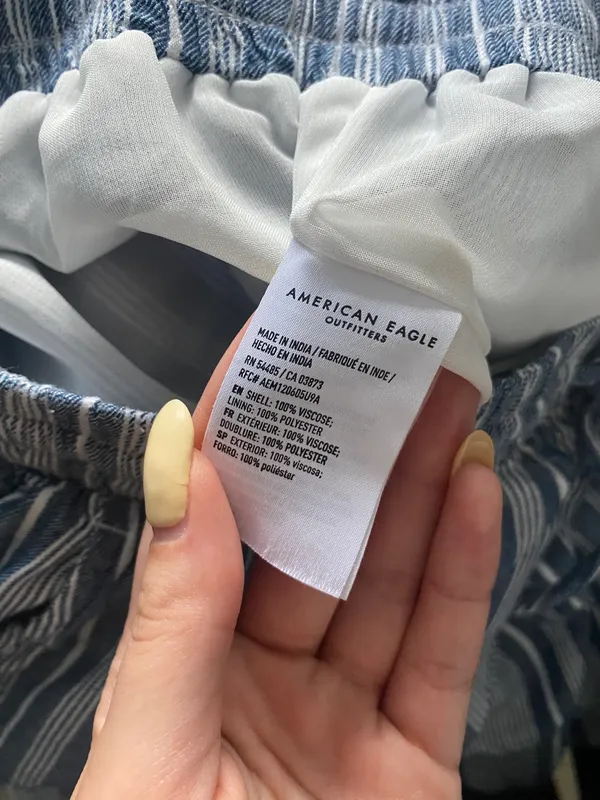 American Eagle Linen Blue Striped Pants Size Xs - Image 8