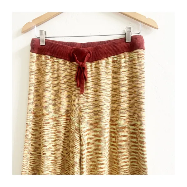 Urban Outfitters Cropped Pants Women L Mustard Spacedye Knit Wide Leg Drawstring - Image 3
