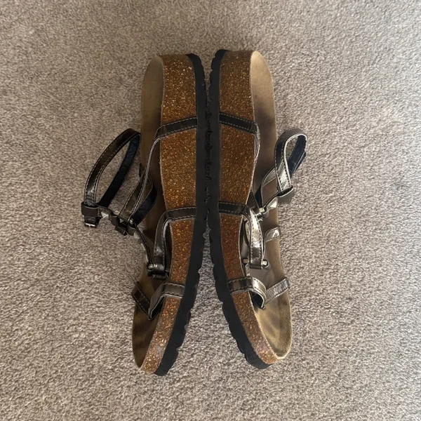 Betula By Birkenstock Metallic Strappy Sandals Size 9 - Image 3