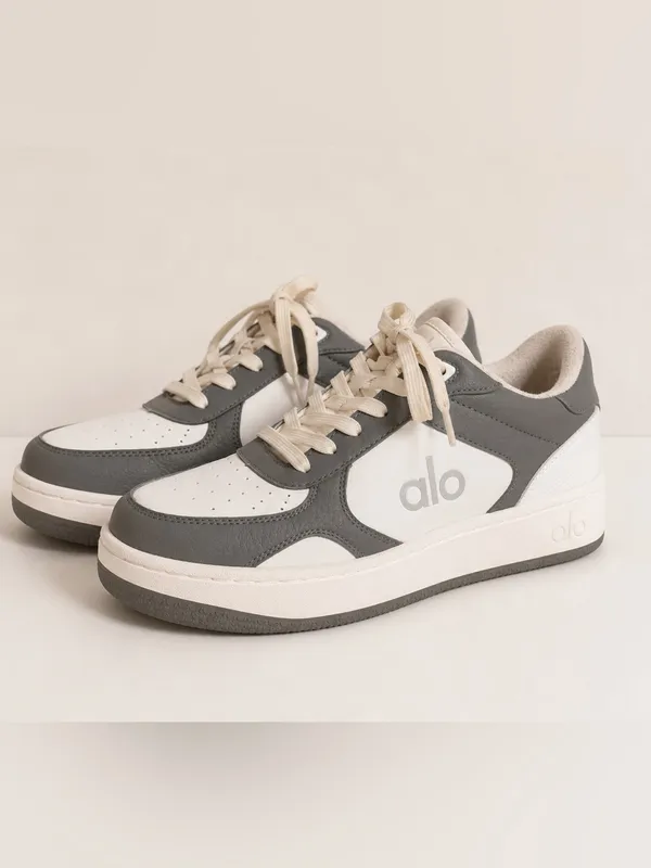 Alo Gray & White Leather Lace-Up Low-Top Platform Sneakers Women’s 6.5 / Men’s 5 - Image 7