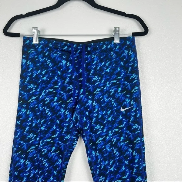 Nike Dri-FIT Blue‎ Geometric Print Cropped Athletic Leggings Womens Small - Image 2