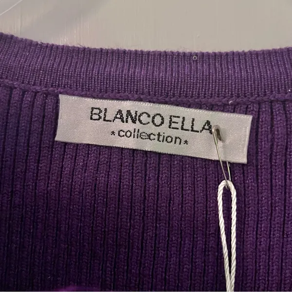 Women’s Purple Floral Rhinestone Ribbed Long Sleeve Crop Top - Image 8