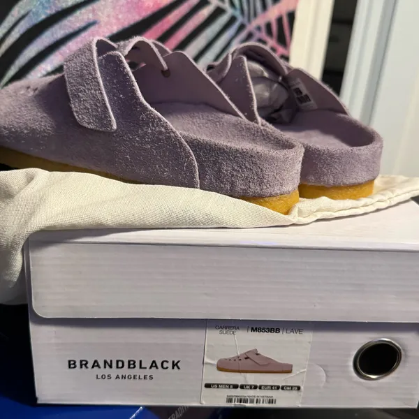 •NEW• BRANDBLACK Suede Clogs Slides Lavender Purple Men’s Size 8 - Image 3