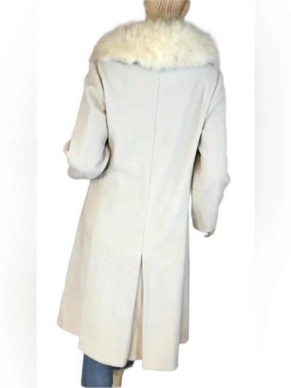 Vintage Circa 1970'S Sabrina Gray Wool W/Fox Fur Collar Coat (S) - Image 4