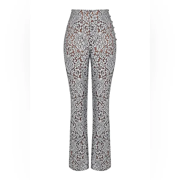 House of CB Mara‎ Silver Metallic Trousers NWOT size M - Image 2