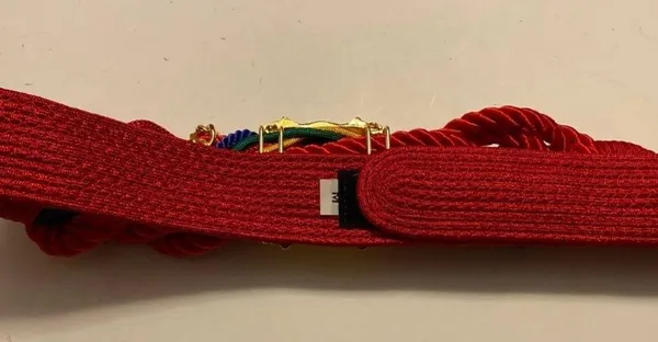 Vintage stretch red belt with gold buckle - Image 2
