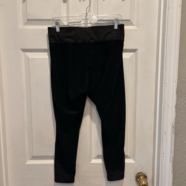 PBX Pro Black‎ And Rainbow Polka Dot Cropped Workout Leggings Women's Size Large - Image 5