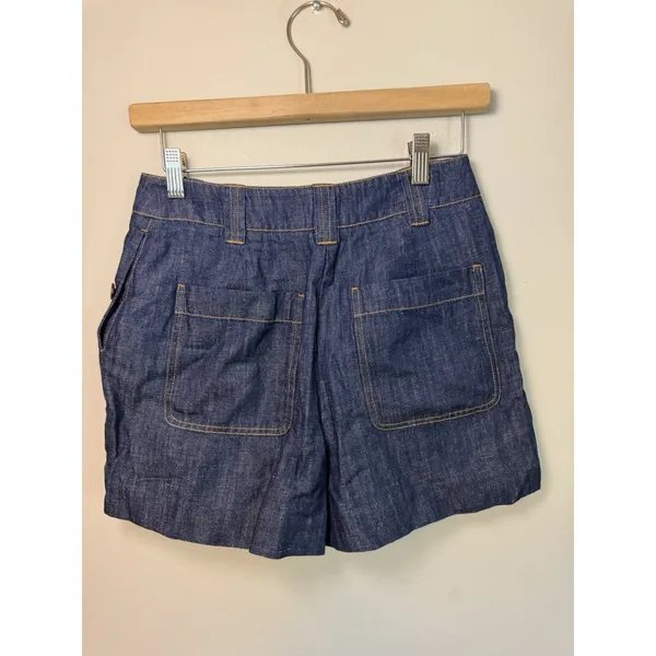 Reiss Ashby Linen Shorts Denim High Waisted Sz 2 NWT $175 - Image 8