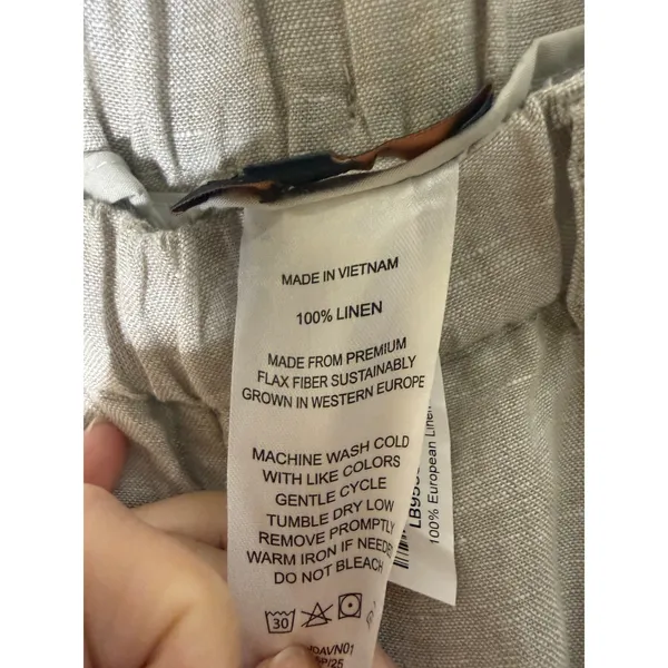 Quince 100% European Linen Pants Flax Beige Straight Leg Elastic Waist M - Image 5