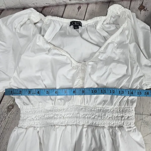 J. Crew V-Neck Midi Dress in Cotton Poplin in White S BR931‎ - Image 8
