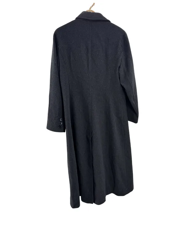 Anne Klein black dark Charcoal Gray Tailored Trench car Coat 100% wool winter - Image 2
