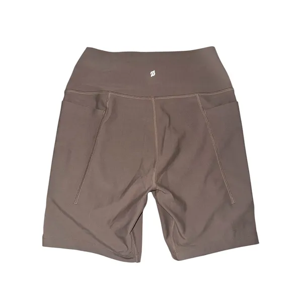 Peloton‎ Womens High Waisted Biker Shorts Brown Taupe Side Pockets Size S - Image 2