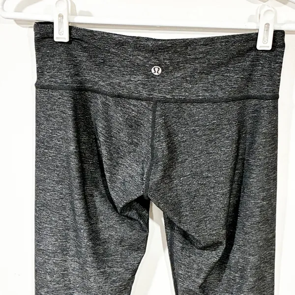 Lululemon Wunder Under 7/8 Pants Leggings Herringbone‎ Heather Gray Black Size 6 - Image 4