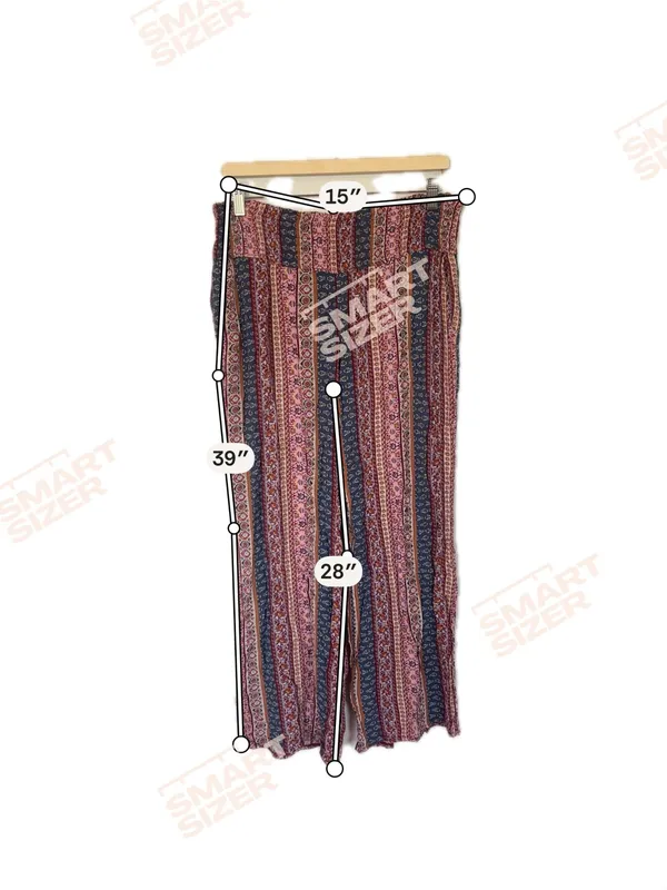 Three Dots Bohemian Striped Wide-Leg Pants in Pink & Navy - Image 2
