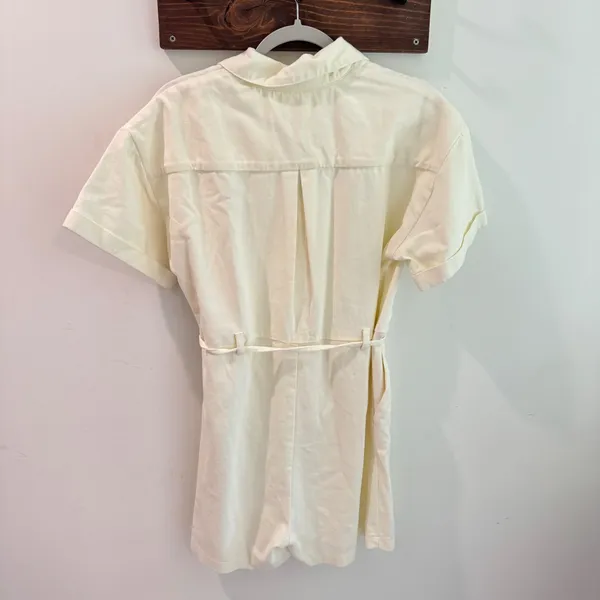 Bohme‎ Ivory Cotton Twill Utility Romper Tie Waist Button Front Small NWT - Image 6