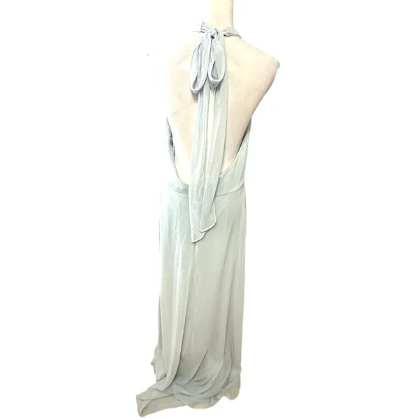 After Six Maxi Dress Halter Style Backless High Neck Chiffon Light Blue 14 NWOT - Image 6