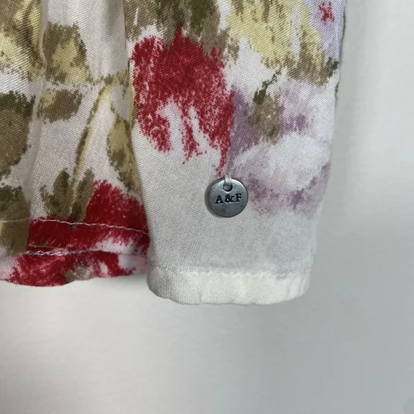 ABERCROMBIE & FITCH ivory‎ rose pink floral off shoulder crop top size M Medium - Image 3