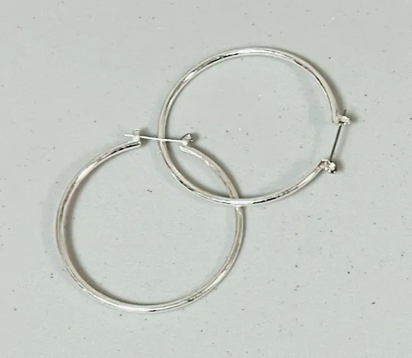 Silver Hoops Hoop Earrings Jewelry 💎 (Large Size) - Image 2