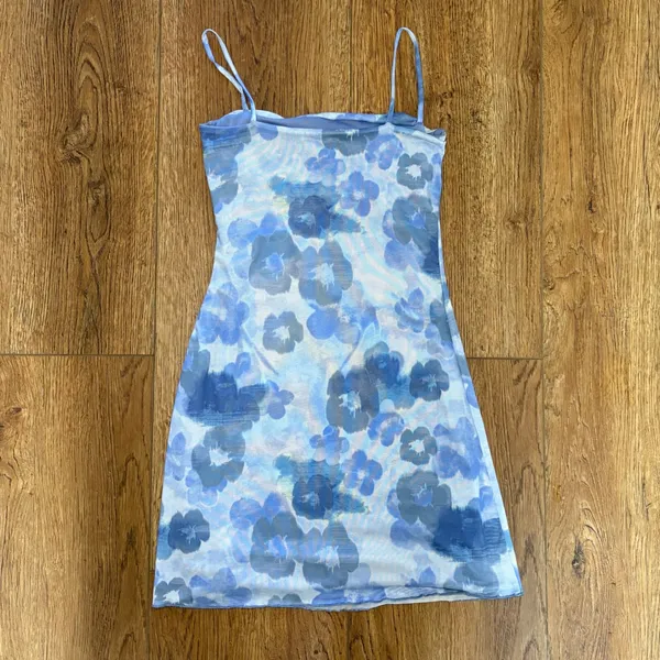 See You Monday Blue Floral Mini Dress Y2K Style Sz XS Going Out‎ Party Wedding - Image 8