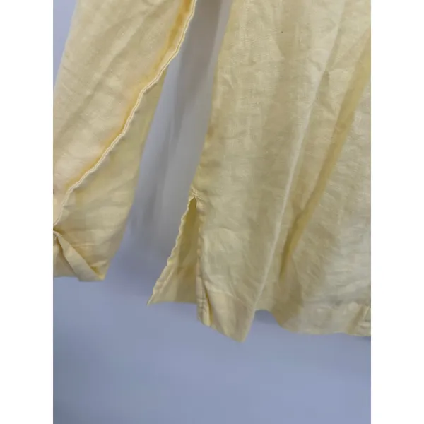 Chadwicks 100% Linen Button Front Shirt Womens Large Yellow Mandarin Collar - Image 4