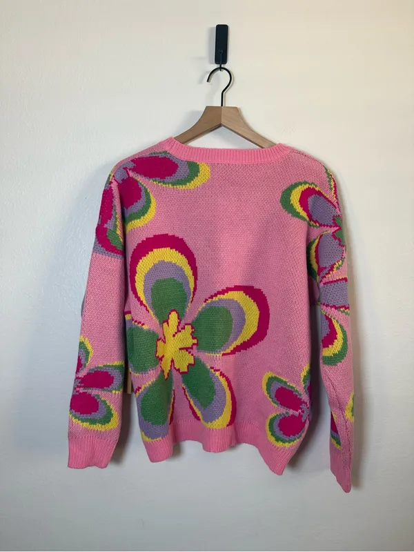 Bailey Rose‎ Retro Floral Knit Sweater Pink Size XS - Image 3