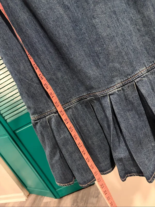 New With Tags small Wash Denim Pleated Dress Country Summer Preppy ZARA - Image 7