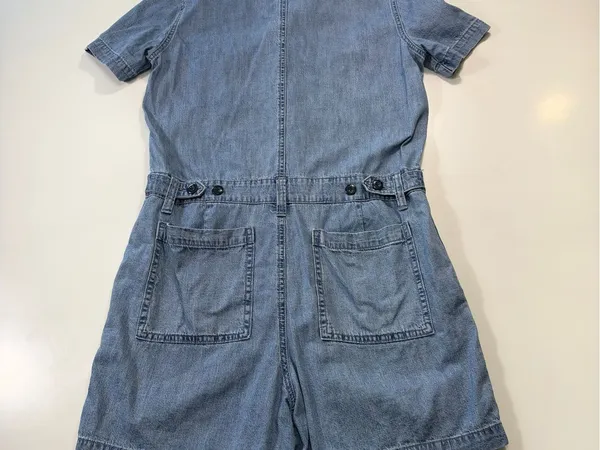 Lucky Brand 100% Cotton Light Blue Denim Short Sleeve Romper Size Medium - Image 10