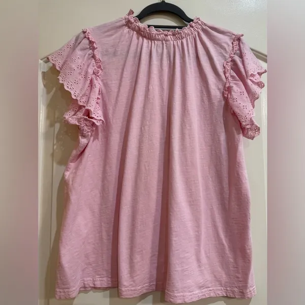 Crown & Ivy Pink Flutter Sleeve Blouse - Image 3