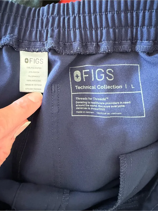 FIGS Technical Collection‎ Navy Scrub Pants Large Drawstring Stretch - Image 3