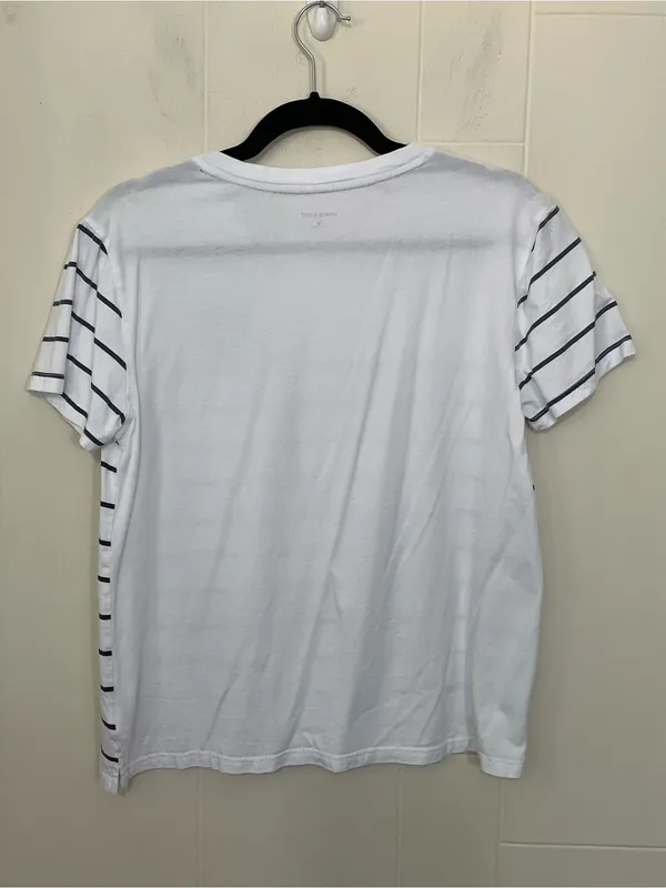 Life Is Good Sleep Tee Shirt Size M White Blue Stripe Short Sleeve Cotton Rayon - Image 4