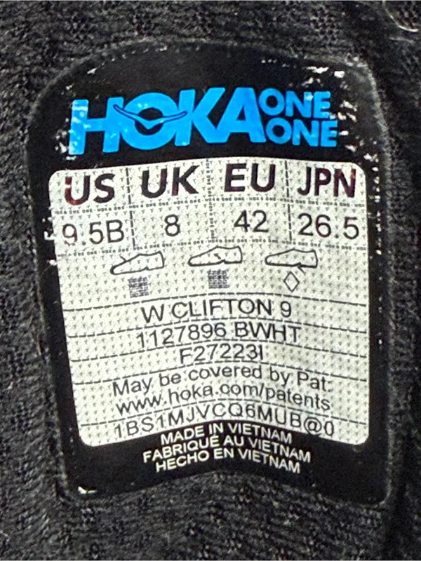 Hoka One One Clifton 9 Women’s Black / White Running Shoes 1127896 Size 9.5B - Image 5
