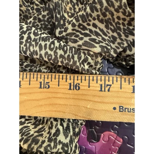 Anthropologie‎ Top Blouse Large Animal Square Neck Puff Short Sleeve Ruched - Image 6