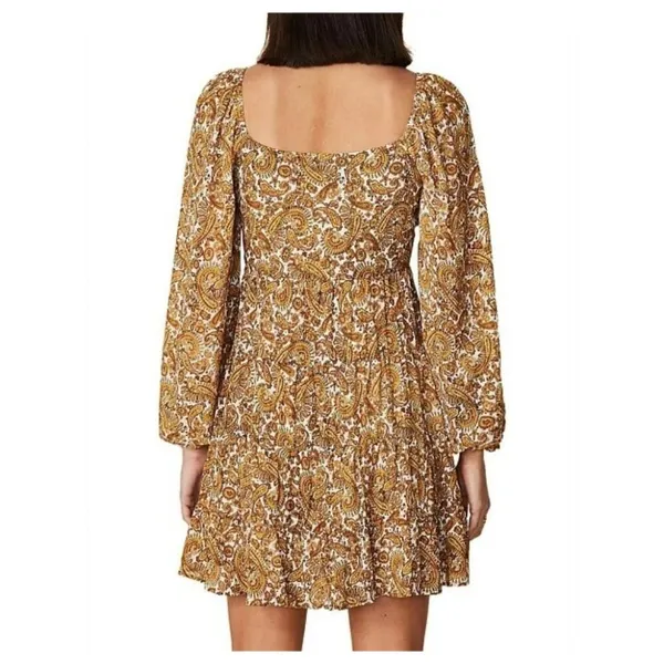 Faithfull The Brand Dress Women 4 Gold Indira Balloon Sleeve Paisley Mini‎ Boho - Image 3