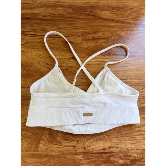 Alala Tie Front Sports Bra‎ Cream Off White Criss Cross Back Small - Image 3