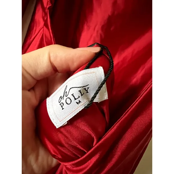 Oh Polly Adelina Asymmetric Tie Back Maxi Gown Dress in Cherry Red Size M New - Image 9