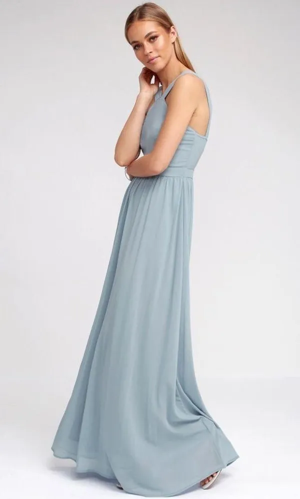 NWT Womens Size XS Lulu's Dusty Blue Air of Romance Sleeveless Maxi Dress - Image 2