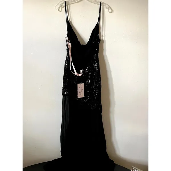 Oh Polly Amarelle Embellished Sweetheart-Neck Backless Gown in Black size 12 New - Image 6