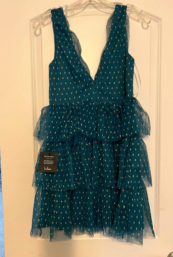 Lulus Green And Gold Sparkle Dress - Image 2