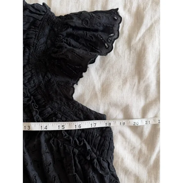 Sea New York Eyelet Blouse Women S Black Ruffle Sleeveless Cotton Top - Image 6