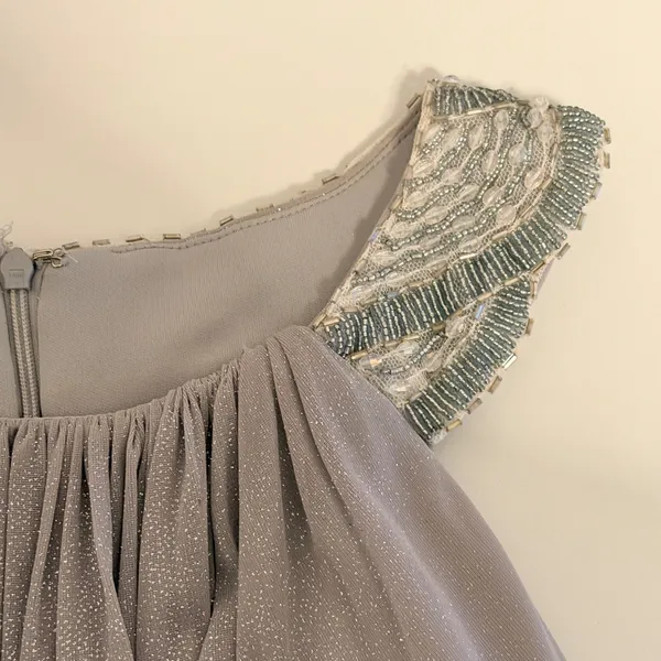 Cachet Gown Dress Sz 10 Silver Gray Beaded Halter Neck Glitter Formal - Image 7
