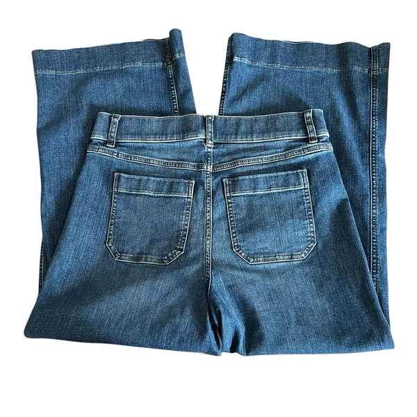 SPANX Cropped Wide Leg Jeans Patch Pocket Shape EveryWear Denim L - Image 6