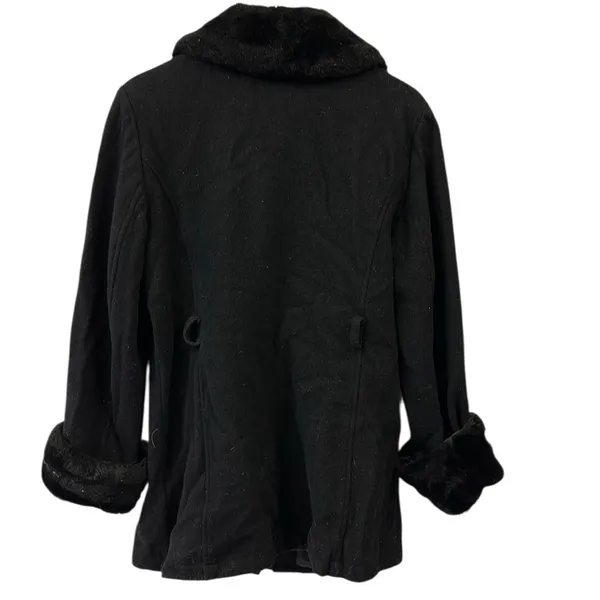 Wool Vintage Fairweather pea coat faux fur trim Says 14 Fits Like Womens Medium - Image 5