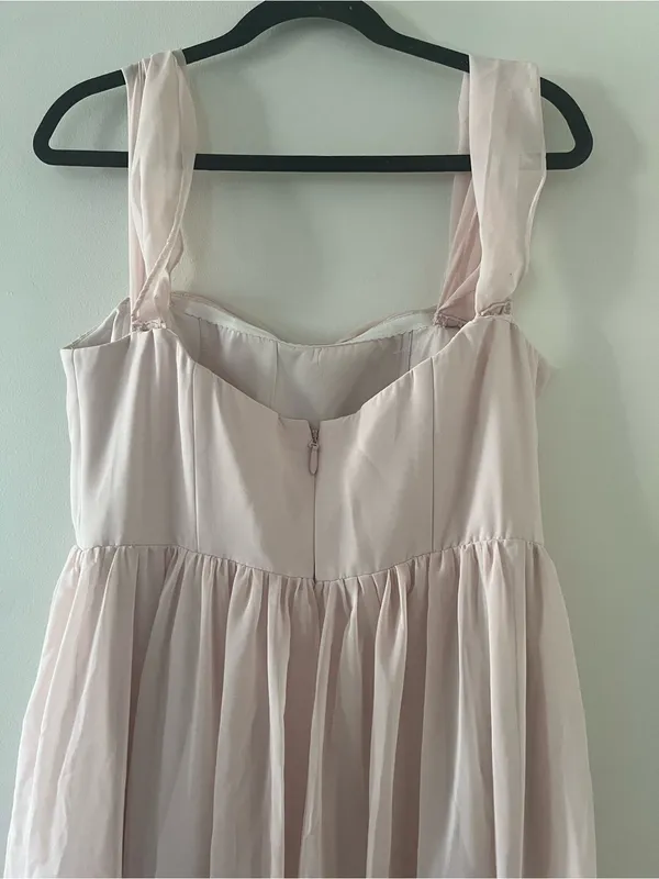 Azazie Blush Pink Chiffon Maxi Dress 10 Wedding Bridesmaid Formal Romantic - Image 5